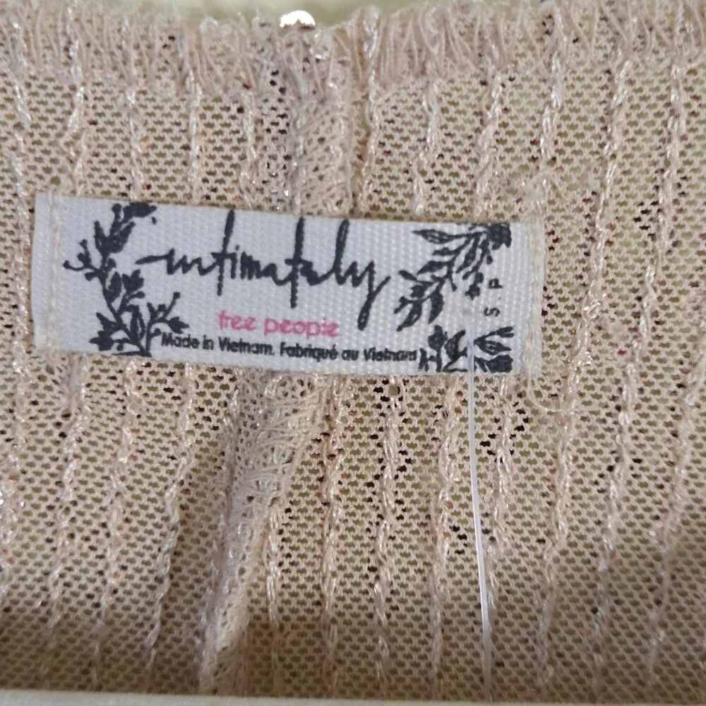 Free People Intimately Free NWT Gold Rush Sequined Tee Rose Tyrie Size S